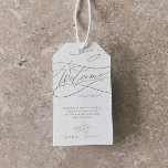 Romantic Gold Calligraphy Flourish Wedding Welcome Gift Tags<br><div class="desc">These romantic gold calligraphy flourish wedding welcome gift tags are perfect for a simple wedding. The modern classic design features fancy swirls and whimsical flourishes with gorgeous elegant hand lettered faux champagne gold foil typography. Personalize the tags with the location of your wedding, a short welcome note, your names, and...</div>