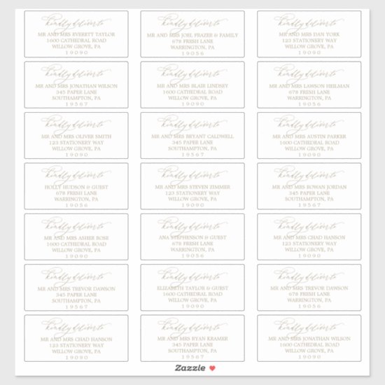 Romantic Gold Calligraphy Guest Address Labels