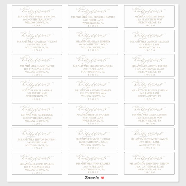 Romantic Gold Calligraphy Guest Address Labels | Zazzle.com