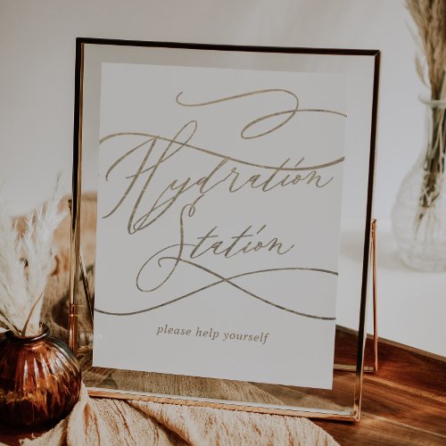 Romantic Gold Calligraphy Hydration Station Poster