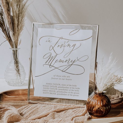 Romantic Gold Calligraphy In Loving Memory Sign