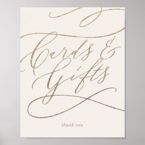 Romantic Gold Calligraphy  Ivory Cards and Gifts Poster