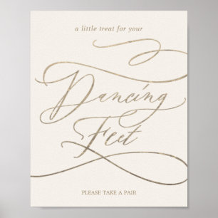 Romantic Gold Calligraphy Ivory Dancing Feet Sign