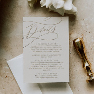 Romantic Gold Calligraphy Ivory Details Enclosure Card