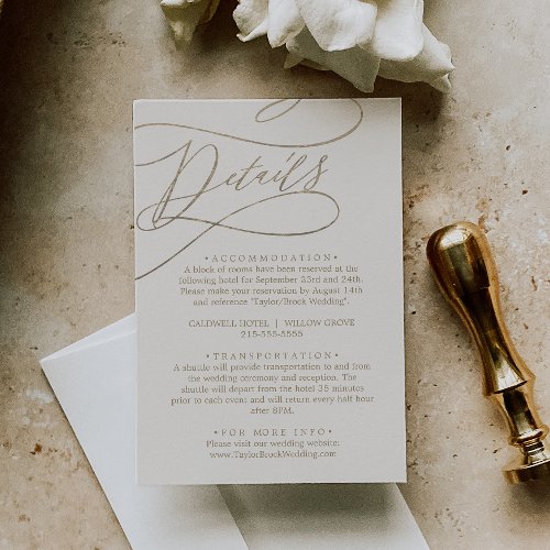Romantic Gold Calligraphy  Ivory Details Enclosure Card