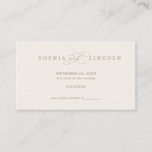 Romantic Gold Calligraphy  Ivory Entrance Enclosure Card