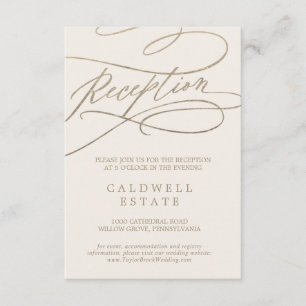 Romantic Gold Calligraphy Ivory Reception Enclosure Card
