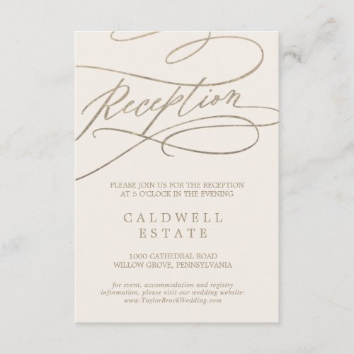 Romantic Gold Calligraphy  Ivory Reception Enclosure Card
