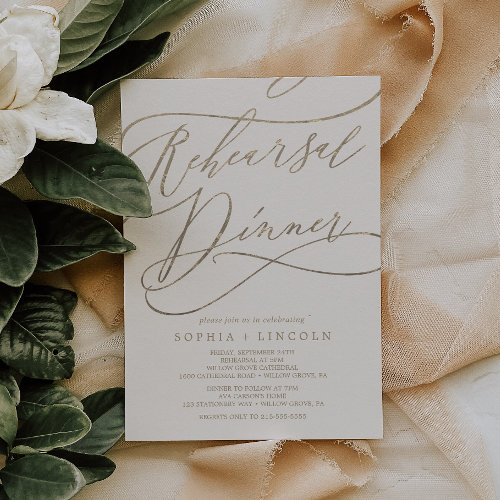Romantic Gold Calligraphy | Ivory Rehearsal Dinner