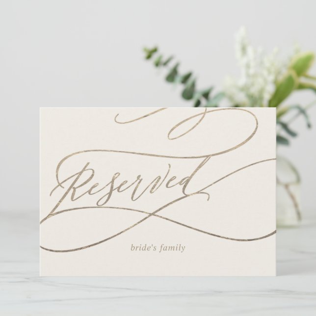 Romantic Gold Calligraphy | Ivory Reserved Sign (Standing Front)