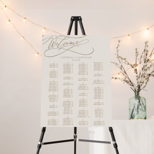 Romantic Gold Calligraphy  Ivory Seating Chart Foam Board