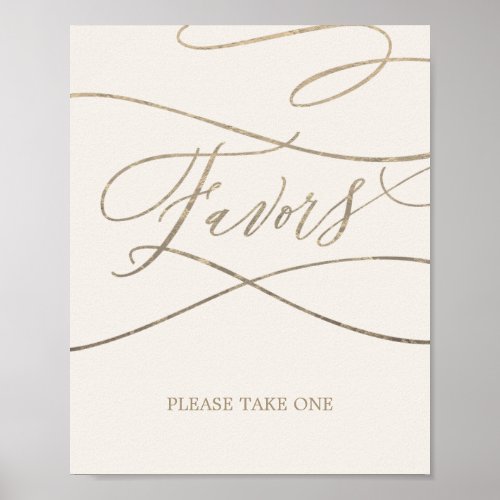 Romantic Gold Calligraphy  Ivory Wedding Favors Poster