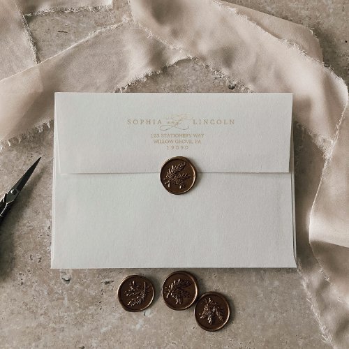 Romantic Gold Calligraphy Ivory Wedding Invitation Envelope