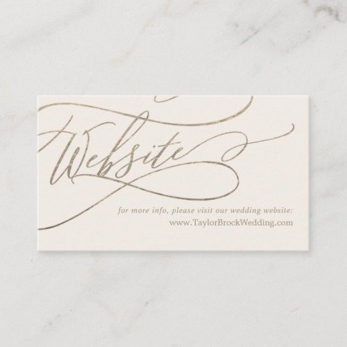 Romantic Gold Calligraphy  Ivory Wedding Website Enclosure Card
