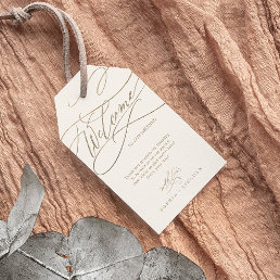 Romantic Gold Calligraphy | Ivory Wedding Welcome Gift Tags