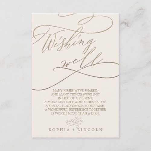 Romantic Gold Calligraphy  Ivory Wishing Well Enclosure Card