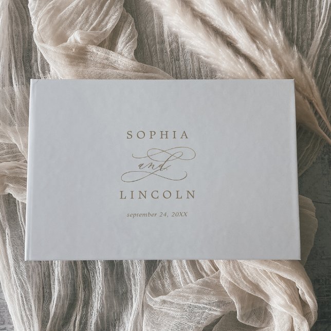 Romantic Gold Calligraphy Monogram Wedding Guest Book (Creator Uploaded)