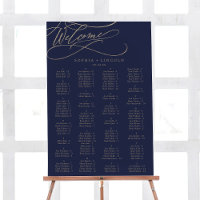 Romantic Gold Calligraphy | Navy Seating Chart