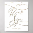 Romantic Gold Calligraphy Please Sign Poster