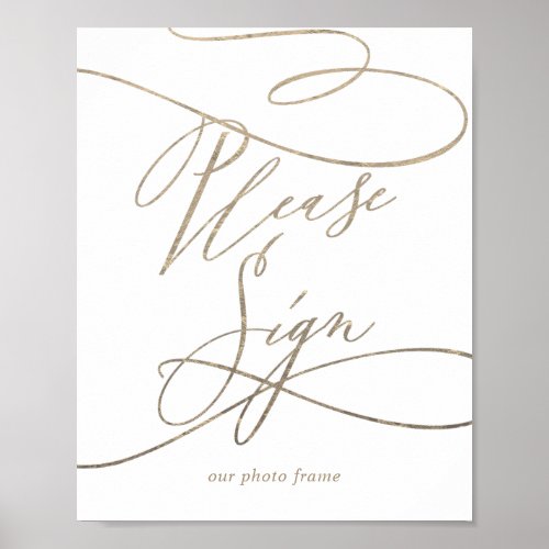 Romantic Gold Calligraphy Please Sign Poster