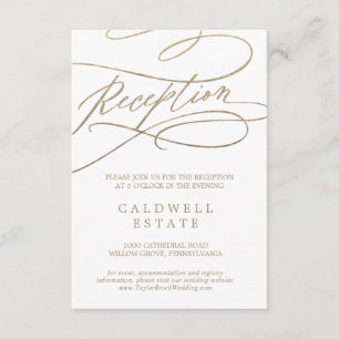 Romantic Gold Calligraphy Reception & Wishing Well Enclosure Card