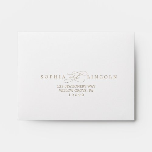 Romantic Gold Calligraphy RSVP Envelope