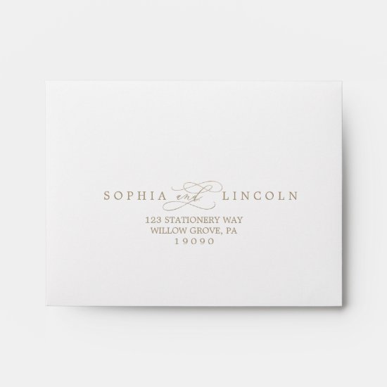 Romantic Gold Calligraphy RSVP Envelope