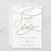 Romantic Gold Calligraphy Save The Date (Front)