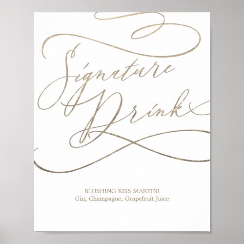 Romantic Gold Calligraphy Signature Drink Sign
