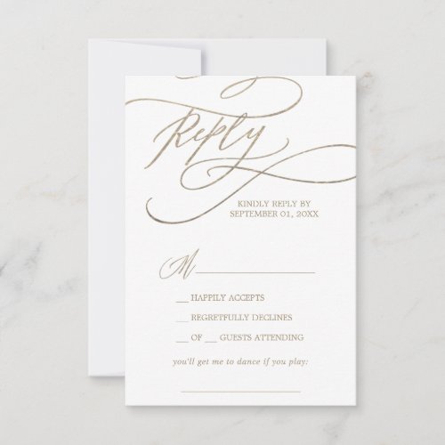 Romantic Gold Calligraphy Song Request RSVP Card