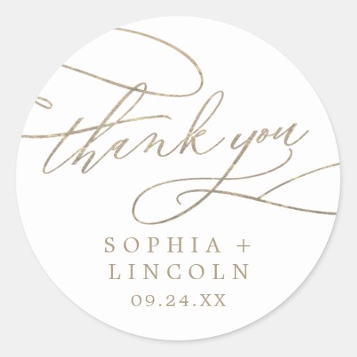 Romantic Gold Calligraphy Thank You Favor Sticker