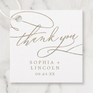 Romantic Gold Calligraphy Thank You Favor Tags