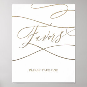 Romantic Gold Calligraphy Wedding Favors Sign