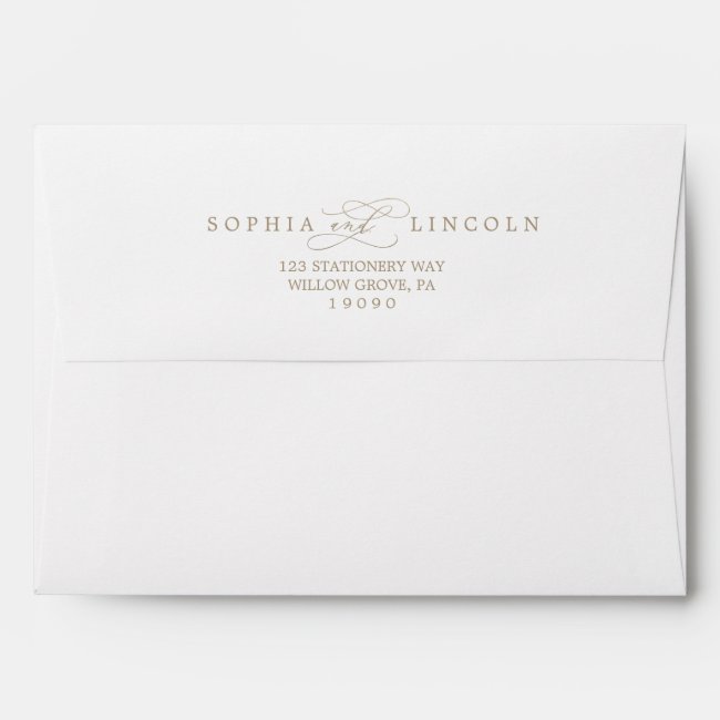 Romantic Gold Calligraphy Wedding Invitation Envelope