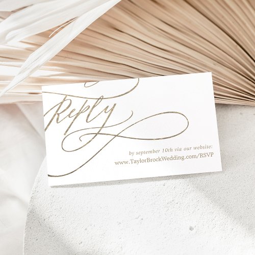 Romantic Gold Calligraphy Wedding Website RSVP Enclosure Card