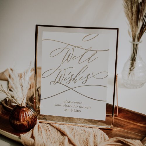 Romantic Gold Calligraphy Wedding Well Wishes Poster