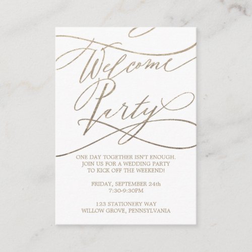 Romantic Gold Calligraphy Welcome Party Enclosure Card