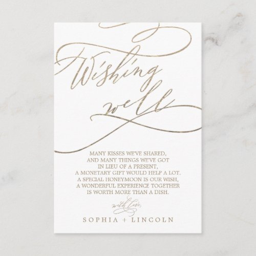 Romantic Gold Calligraphy Wishing Well Card