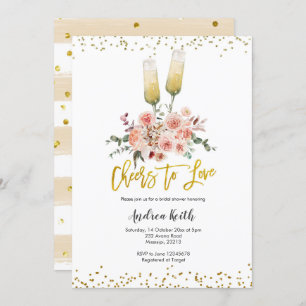 Romantic Gold Cheers to Love Bridal Shower Invitation