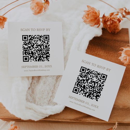 Romantic Gold Coordinate QR Code Wedding RSVP Enclosure Card