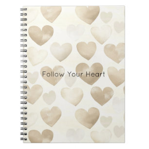 Romantic Gold Cream Hearts   Notebook
