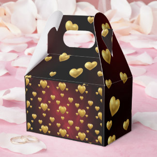 Romantic Gold & Crimson Wedding Favor Box