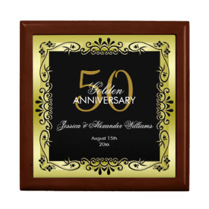 Romantic Gold Decorative Framed 50th Wedding Gift Box