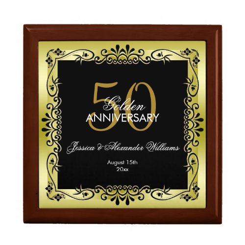 Romantic Gold Decorative Framed 50th Wedding Gift Box