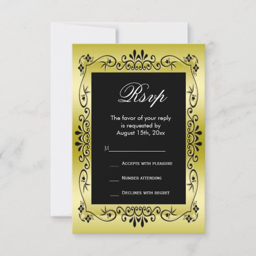 Romantic Gold Decorative Framed 50th Wedding RSVP