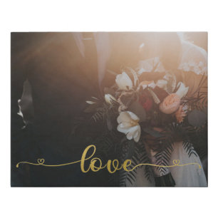 Romantic Gold Elegant Love Script Wedding Faux Canvas Print