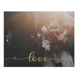 Romantic Gold Elegant Love Script Wedding Faux Canvas Print