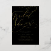 Romantic Gold Foil | Black Bridal Shower Foil Invitation (Standing Front)