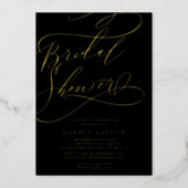Romantic Gold Foil | Black Bridal Shower Foil Invitation (Front)