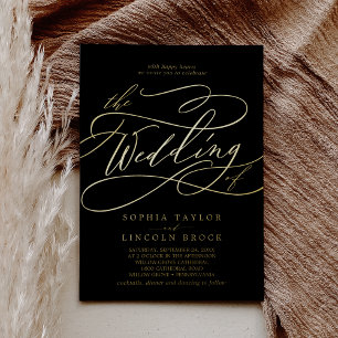 Romantic Gold Foil   Black Flourish The Wedding Of Invitation